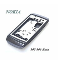 Nokia Asha 305 306 Siyah Full Kasa Orta Kasa Kapak Düğme Kapak Yan Düğme Tuş Takımı