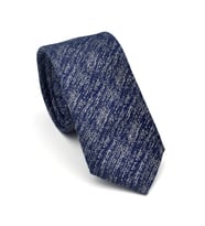 Gri Kırcıllı Desenli Lacivert Dokuma Kumaş Mendilli Slim Fit Kravat // SDK-2501-2