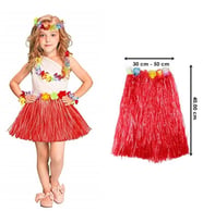 Hawaii Hula Eteği Kırmızı Renk 40 cm (Çok Renkli)