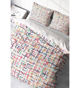 Lastikli Çarşaflı %100 Pamuk Saten Çift Kişilik Nevresim Takımı Colorful Lines