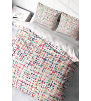 Lastikli Çarşaflı %100 Pamuk Saten Çift Kişilik Nevresim Takımı Colorful Lines