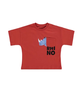 Civil Baby Rhino Baskılı 6-18 Ay Tişört - Turuncu