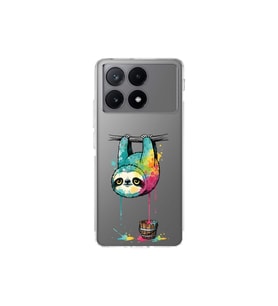 Poco X6 Pro ile Uyumlu Splash Tembel Hayvan Tasarımlı Şeffaf Silikon Kılıf