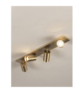 GU10 Duy Günışığı 3000k Dörtlü Mat Altın Gold Kaplama 4'lü Mafsallı Hareketli Başlıklı Dikdörtgen Metal Tavan Avizesi ve Modern Duvar Aplik Armatür Spot Lamba LED Spot Avize