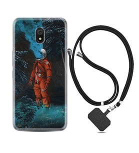 Xiaomi Redmi 8A 8 Pro 9C 9T 10C 11T Pro Kılıf Boyun Askılı Silikon Astronot Smoke 1769