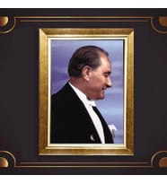 Altın Varaklı Çerçeveli Paspartulu Atatürk Tablo z4887 (Gold)