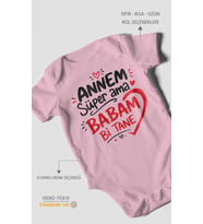 Annem süper ama babam bi tane Kısa Kollu Bebek Body %100 Pamuk