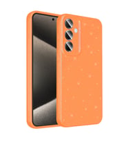 Lexroo Galaxy A55 Kılıf Kamera Korumalı Simli Lüks Koton Kılıf - Turuncu