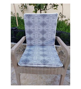 6 Adet Komutan Arkalıklı Sandalye Minderi, Extra Kalın (Kalınlık 5cm)-Nokta Siyah Beyaz (Siyah - Beyaz)