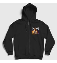 Presmono Unisex Siyah Hell On Stage Manowar Fermuarlı Kapüşonlu Sweatshirt 63828tt