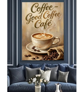 Coffee Good Coffee Cafe Yazısı Dekoratif Kanvas - Mdf Ahşap Tablo