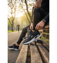 Enoch Erkek Siyah Performans Odaklı Yürüyüş Ayakkabısı - Destekli Beyaz Tabanlı Sneaker