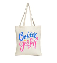 Believe in Yourself Tasarımlı Keten Askılı Bez Çanta(,Hediye,Paketi Yapılır,Not Yazılır)