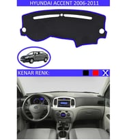 Hyundai Accent Era 2006-2011 İçin Uygun Torpido Koruma Halısı Siyah Kenar Renk Mavi