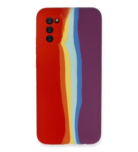 Durukar® Samsung Galaxy A03S Kılıf Ebruli Lansman Silikon - Kırmızı-Mor