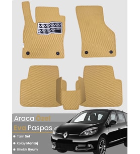 RENAULT SCENİC 3 (2009-2016) Uyumlu EVA Paspas Tam Set–Oto Paspas,Araca Özel,Kolay Montaj