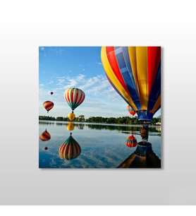 Balonlar Ve Nehir Kanvas Tablo 25x25cm (Karışık)