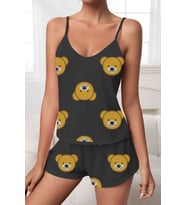 Berry Askılı Şort Pijama Takımı (Siyah-Sarı)
