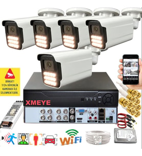 5 li Araç İnsan Yüz Tanımalı Hareket Algılayan 5 MP Lens 15 Warm Led Gece Renkli Kamera Seti 5915W
