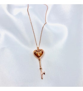 Rose Anahtar Model Gümüş Kolye Özel Gün Hediyesi
