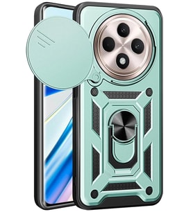 Newface Xiaomi Redmi 14C Kılıf Pars Lens Yüzüklü Silikon - Yeşil