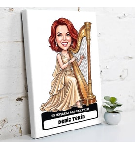Arp Sanatçısına Hediye Kadın Karikatürlü Kanvas Tablo