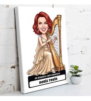 Arp Sanatçısına Hediye Kadın Karikatürlü Kanvas Tablo