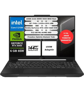 Asus Tuf Gaming Intel Core 5 210H 16GB 512GB SSD RTX3050 Freedos 16'' FHD
