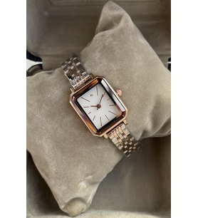 Minimal Modasına Uygun Tasarlanan Özel Tasarım Kadın Kol Saati Rose Gold ve Gümüş Renk