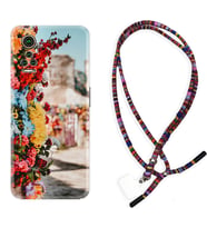 General Mobile GM 21 Pro GM 22 Pro Plus Kılıf Boyun Asklı Rasta Silikon Gerçek Çiçekler 1743