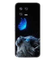 Xiaomi 13 Kılıf Resimli Desenli Silikon Platinium Series Butterfly Cat 1891