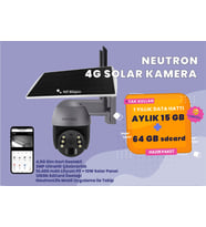 Neutron 3mp 360 derece 1 Yıllık Sim Kart + Hafıza Kartı Dahil 4.5G, 64GB SD Kart Dış Mekan Solar Güneş Panelli Kamera