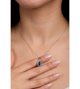 Elika Silver 925 Ayar Gümüş Mavi Dönence Kolye