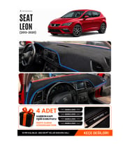 SEAT LEON (2013-2020) Uyumlu Torpido Örtüsü Torpido Kılıfı - Siyah Mavi