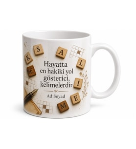 Kelime Oyunu Sever Baskılı Kupa Bardak Özel Tasarım Hediye