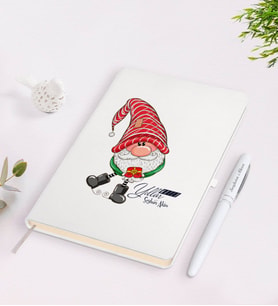BK Gift Kişiye Özel Yılbaşı Mutlu Yıllar Tasarımlı Beyaz Defter ve Kalem Seti - 11