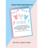 Bebek Cinsiyet Partisi Tahmin Ve Dilek Anı Kartı 8 Adet 10x14 cm