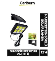 Su Geçirmez Uzun Ömürlü 12W Aydnlatma 5 Metre Mesafeli 3 Modlu Hareket Sensörlü Solar Lamba