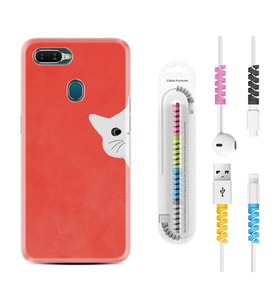 Oppo A5S A15 A16 A54 A55 A73 A74 Kılıf Kablo Koruma Spiral Silikon Kedoş 1735