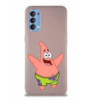 Oppo Reno 4 Soft Premier Kapak Patrick Yıldız Tasarımlı Silikon Kılıf - Pudra (Şeffaf)
