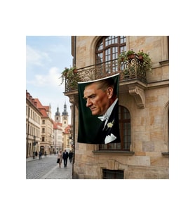Sivil Mustafa Kemal Atatürk Portre Poster Bayrak Premium Raşel Kumaş ATA50