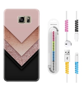 Samsung S7 Edge S20 Fe Plus Ultra S21 S22 Kılıf Kablo Koruma Spiral Silikon Great Marble 1405