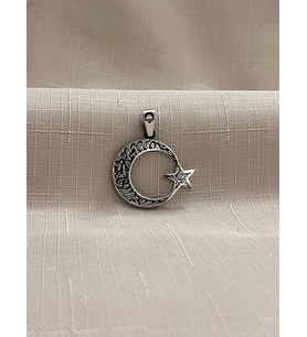 AY YILDIZ 925 AYAR GÜMÜŞ ERKEK KOLYE