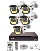 FURY 5 li Sesli 15 Warm Led Gece Renkli Görüş Su Geçirmez Güvenlik Kamerası Seti 320GB