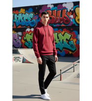 Erkek Kapüşonlu Standart Kol Regular Kalıp Slogan Desenli Sweatshirt Fonksiyonel Dayanıklı