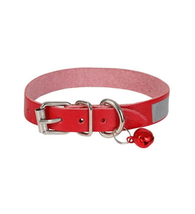 Cattie Gerçek Deriden El Yapımı Reflektörlü Kedi Boyun Tasması 1x21-25cm - Red