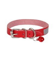 Cattie Gerçek Deriden El Yapımı Reflektörlü Kedi Boyun Tasması 1x21-25cm - Red