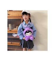 Kuromi Mini Peluş Çanta Çocuk Fermuarlı Ayarlanabilir Askılı Sırt Çantası, 27x19 cm (Mor)