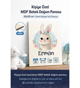 Sevimli Tavşan Temalı Yaş Panosu 2