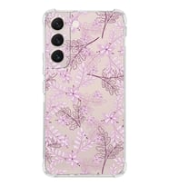 Samsung Galaxy S22 Uyumlu Köşe Korumalı Antişok  Kapak Floral Pudra Tasarımlı Şeffaf  Kılıf